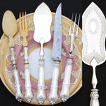 Antique French Sterling Silver 5pc Serving Implement Set: Meat, Salad & Fish