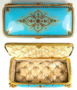 Superb LRG Antique French Kiln-fired Enamel 8" Jewelry Box, Casket, Sevres