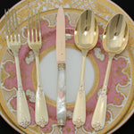 RARE 60pc Set Antique French Vermeil 18k Gold on Sterling Silver Flatware Set, Ornate