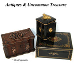 Elegant Antique French Napoleon III 11.5” Writer’s Work Box, Ornate Boulle Inlay