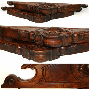 PAIR Antique Victorian Carved Walnut 40" Furniture or Architectural Cornices