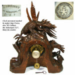 Museum Antique HC Black Forest Mantel Clock, 18.75" Tall, Japy Freres, Fox, Hens