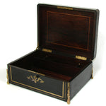 Elegant Antique French Napoleon III 11.5” Writer’s Work Box, Ornate Boulle Inlay