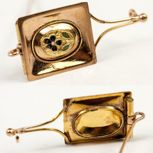 RARE 1700s Palais Royal 18k Gold & Enamel Tie or Cravat Pin, Gentleman's Brooch