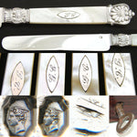 Antique French Sterling Silver & Mother of Pearl 12pc 8" Table Knife Set, Box