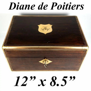 Aucoc Aine Paris Antique French Dressing Box, Casket, Crest of Diane de Poitiers