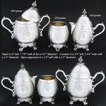 Rare Antique French Hallmarked SP 6pc Coffee & Tea Set, Service with 23" Tray