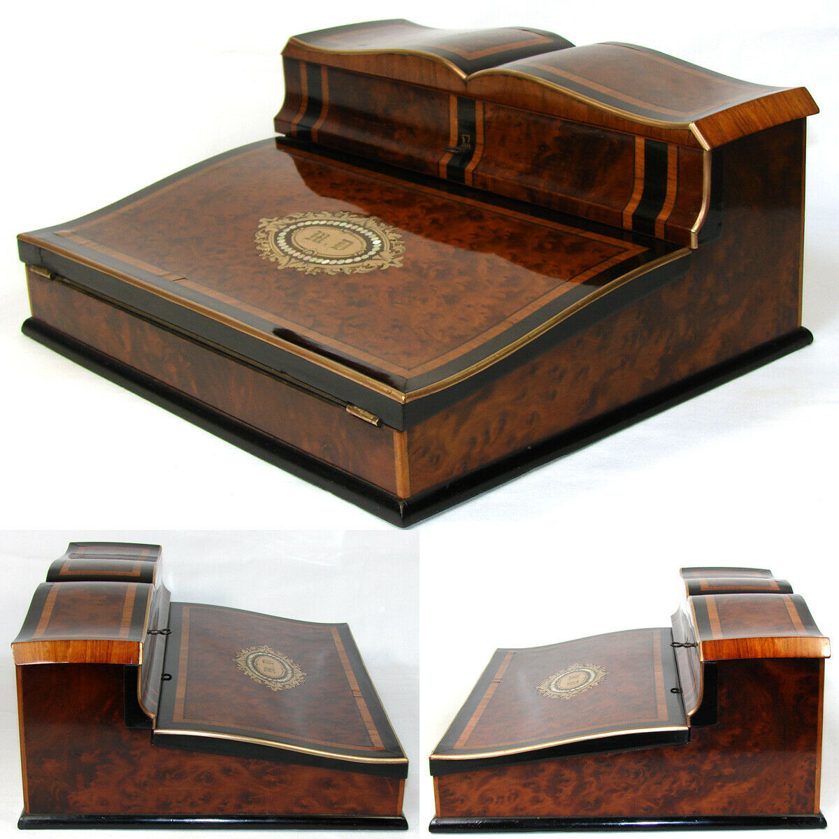 Exceptional! Antique French Napoleon III Era 12.5" Ecritoire Writer's Chest, Box, Lap Desk, Boulle