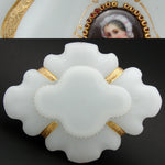 Antique Moser or French White Opaline 9" Jardiniere, Centerpiece, HP Portraits