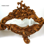 Gorgeous Vint. 1918 French Carved 22" Dresser or Boudoir Vanity Mirror, Rococo