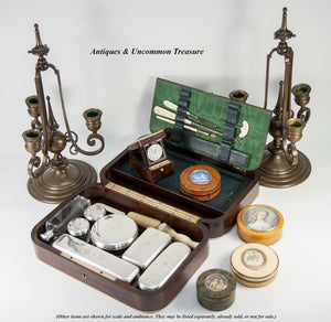 Antique French Vanity Travel Set, Hardwood Case by DUBREUIL, Inkwell & Jars, Trousse de Voyage, Necessaire