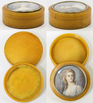 Antique French Portrait Miniature Frame of 12k Gold, on Snuff Box, c. 1870