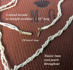 Antique Georgian to Victorian 3-Strand Seed Pearl Parure, Necklace, Earrings