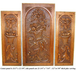 Fab Antique Country French Style Carved Oak Panels, 3pc, Bows, Ribbons & Baskets