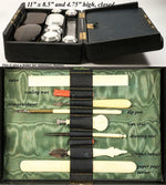 Antique French Travel Vanity Case Box, Trousse de Voyage or Necessaire Loaded with Jars, Tools