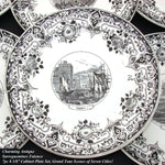 Antique Sarreguemines Faience 7pc 8 3/8" Cabinet Plate Set, Grand Tour Cities