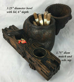 Antique 19th c Black Forest Cigar, Smoker's Cabinet, Stand, Box, German Shepherd