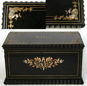 Antique French Charles X Era Double Well Tea Caddy, Boulle Style Inlay