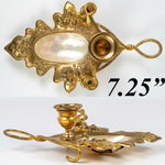 Antique French Mother of Pearl Palais Royal Candle Holder, Brilliant Ormolu