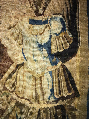 Antique French or Flemish Tapestry Fragment, Panel, Knight's Armor 12.5" x 9.5"