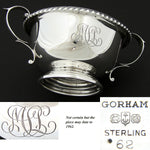Vintage Gorham Sterling Silver Sugar Bowl, Caviar Serving Dish, MSL Monogram