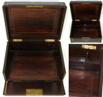 Elegant Antique French Napoleon III 11.5” Writer’s Work Box, Ornate Boulle Inlay
