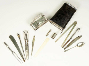 c.1780-1810 Antique French Vest Pocket "Nécessaire", 13pc , Scissors, Knife, etc