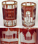 Antique Bohemian Ruby Glass Spa Souvenir Mug or Stein, "Andenken von Marienbad"