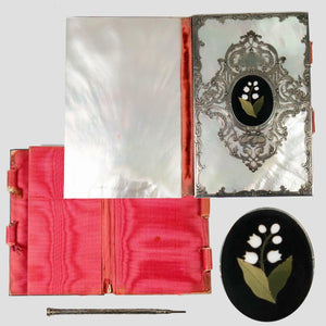 Antique French or Italian Carnet du Bal, Nécessaire, Pearl, Pietra Dura & Silver