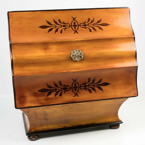 Antique c.1820s French Palais Royal Sewing, Jewelry Box, Lemonwood, Missing Tool