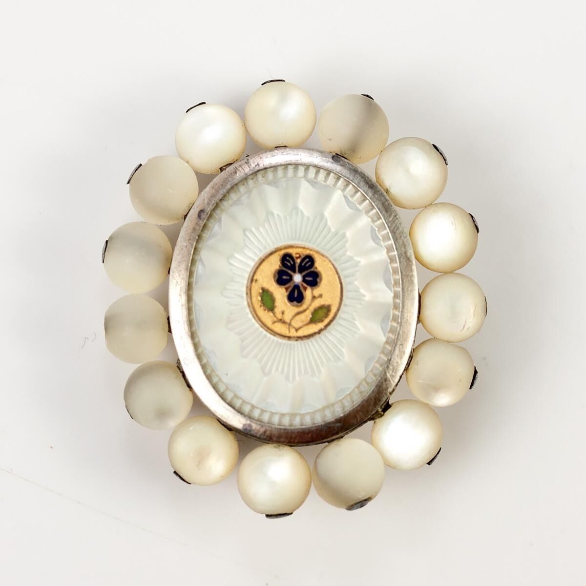 Antique French Empire 18K & Mother of Pearl Palais Royal Jewelry, Stick or Lapel Pin, c.1800-1810