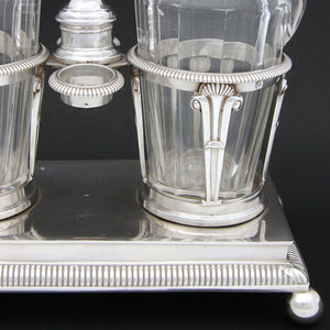 Antique French Louis Philippe Sterling Silver 13.5" Oil & Vinegar Cruet Stand