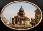 Antique French Cigar or Spectacles Case, Eglomise View of The Pantheon, Sorbonne