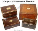 Antique French Napoleon III Era 10" Tobacco & Cigars Box, Casket: Walnut & Brass