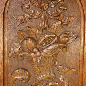 Fab Antique Country French Style Carved Oak Panels, 3pc, Bows, Ribbons & Baskets