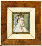 Antique Hand Painted Portrait Miniature in Fab Frame, Exotic Costumed Lady