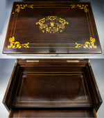 Massive Antique French Gaming Chest, Box, LOADED.  Marquetry & Drawer, Lock, Key