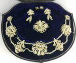 Antique Georgian to Early Victorian 18k Seed Pearl Parure, Box, Necklace, Brooch