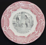 Charming Antique French St Amand et Hamage 2pc Cabinet Plate Set, Figural Scenes