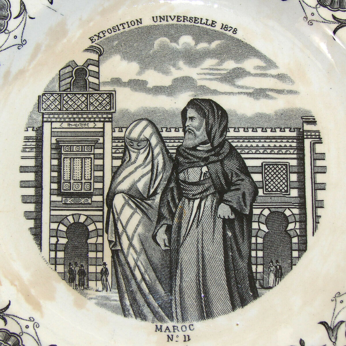 Antique French Cabinet Plate Pair, Souvenirs of “Exposition Universelle 1878"