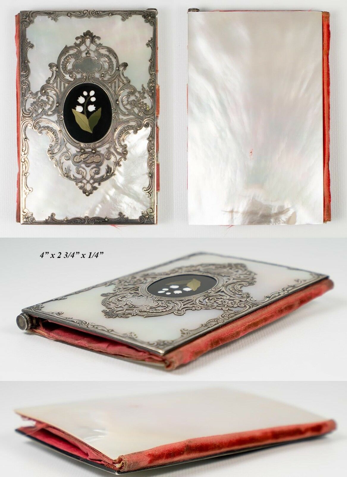 Antique French or Italian Carnet du Bal, Nécessaire, Pearl, Pietra Dura & Silver