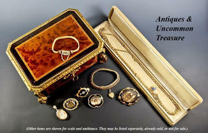 Antique Victorian 12K Gold Mourning Brooch, Black Enamel & Blond Hair Art
