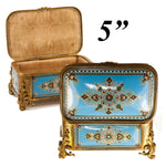 TAHAN, Paris: Antique Bressan or Severs Kiln-fired Enamel Jewelry Box, Casket