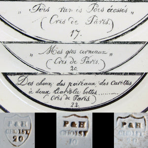 Antique Choisy 3pc Plate Set, Figural, "Cries de Paris", Country French Laborers