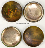 1700s French Vernis Martin Antique Snuff, Patch Box, Sterling & 18k Gold Vermeil