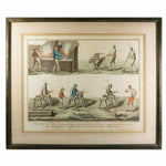 Antique Hand Painted Intaglio Print, in Frame, Glassmakers, Diderot & d’Alembert