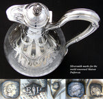 Antique French PUIFORCAT Sterling Silver & Intaglio Glass Claret Jug, Empire