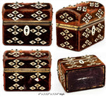 Antique French Scent Casket, Caddy, 2 Perfume Flask, Eglomise Views of Paris