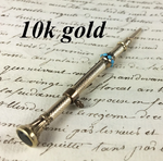 Antique 10k Gold Retractable Pencil, Pendant, Turquoise Cabochon & Garnet Matrix