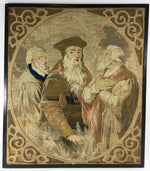 Antique Victorian Era Needlepoint Tapestry Panel, The Philosophers, No Frame 23"